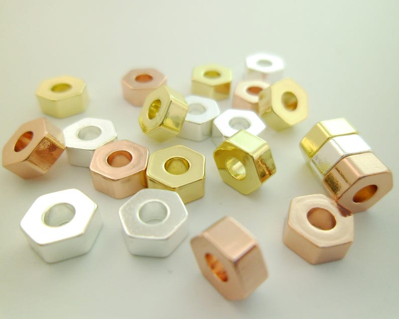 Silver /& Rose Gold Roud Disc Spacer Beads Wedding Or Gifts 20pcs 6mm Cute Gold