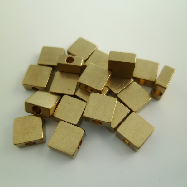 30pcs High Quality Flat Square Raw Brass Beads Spacers 6x3mm Leather Cord or Rope 0101-0828