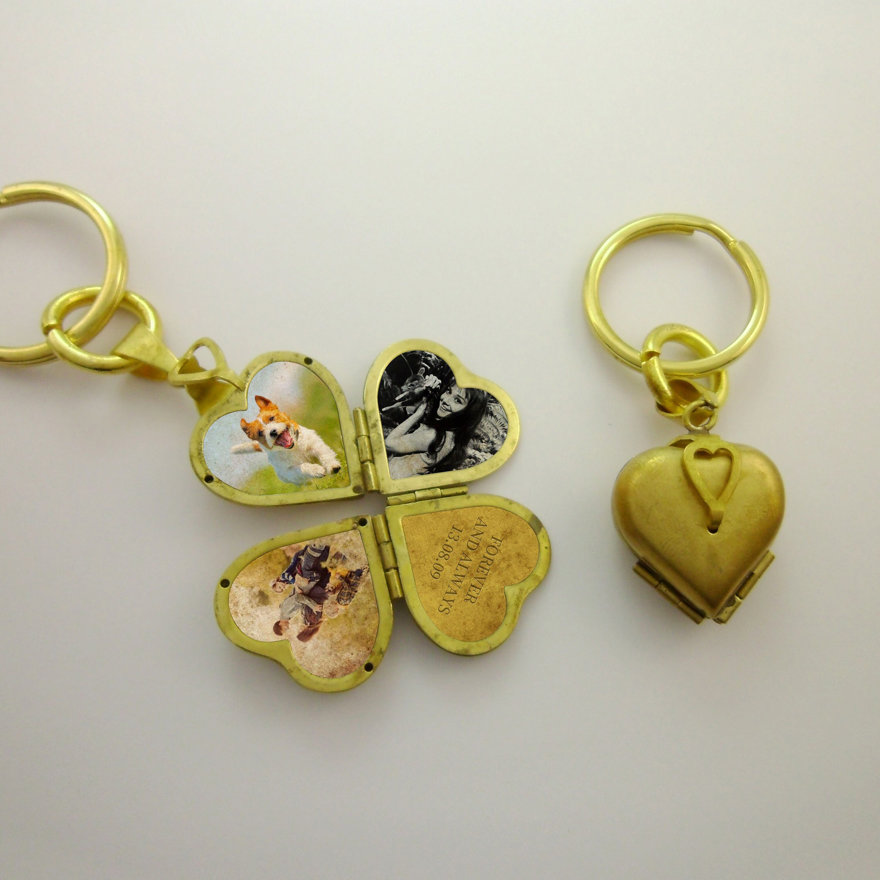 1pc 4 Photos Folding Heart Locket Keychain Vintage Brass Etsy