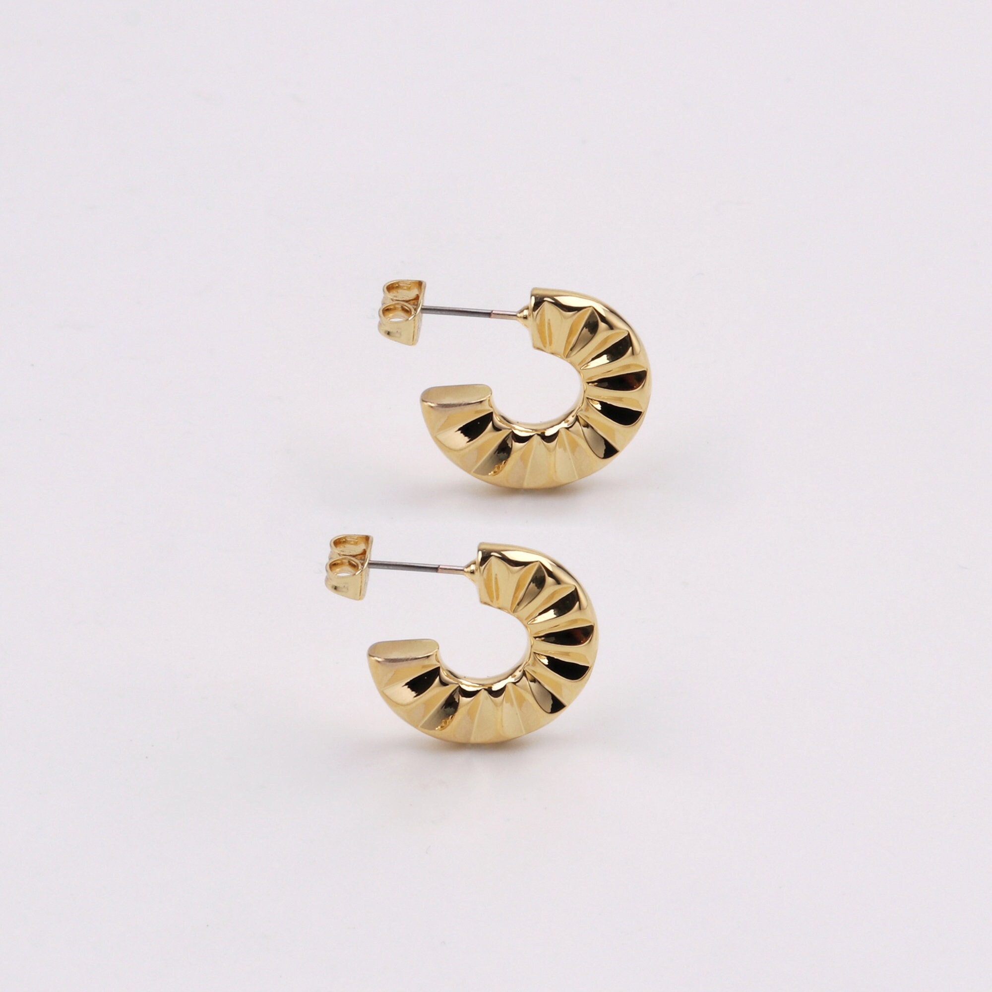 ピアス LESS IS MORE 14K gold field ring earrings Small Flat Hoop Earring, 14k Gold Earrings, Smooth Gold