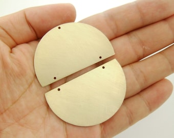 Handmade* 1 Pair Half Circle Brass Pendants Connectors Earring Drop / Blanks Geometry Minimal Paint Stamping Gold Tone for Crafter 2000-0006