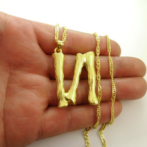 One Piece Large Chunky Bold Bamboo Capital Name Initials &quot;N&quot; Personalized Custom Bamboo Necklace Large Bail for Rope Cord Leather 20052048-1