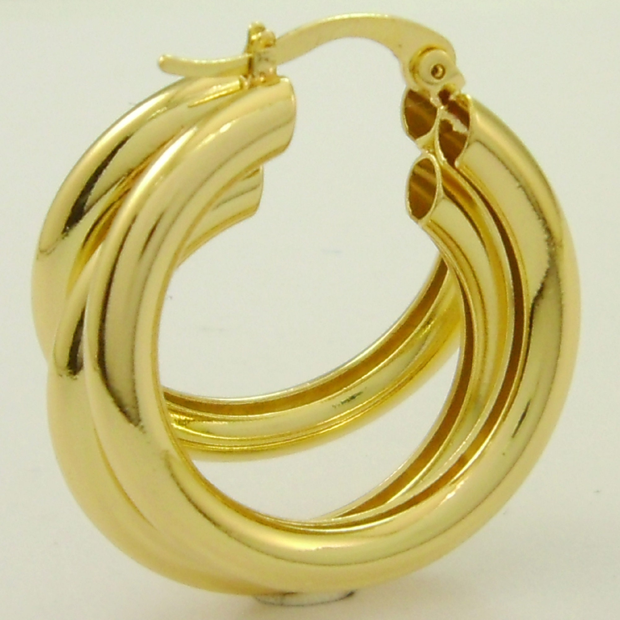 Handmade 1 Pair 33x19mm Three Hoop Rings Chunky 18K Gold | Etsy