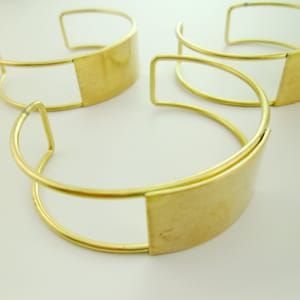 3pcs Wired Band Bracelets Blanks Bases With Rectangle Setting Embossed Custom Personalized Lead Nickel Chromium Free Gold Tone 0105-0203