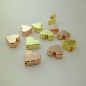 15pcs Dainty Shiny Small Gold & Rose Gold(Containing Real Gold) Heart Beads Initials Custom Personalized Gifts Wedding 0101-0830-1/3