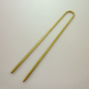 Simple Long Thick High Quality Hair Fork Hair Arch Hair Stick Hair Folder Pin Hair Accessories Supplies, Raw Brass Solid Wire, 0806-0001 image 2