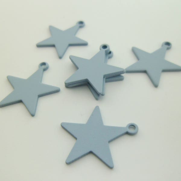 10pcs Premium Small Grey Blue Matte Star Charms Pendants Drops Minimal Bracelets Earrings Necklaces Lead Nickel Chromium Free 0103-0137-1