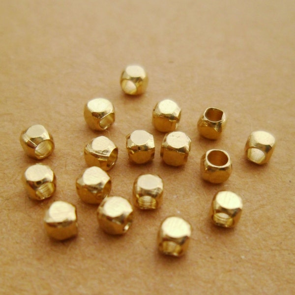 300pcs Small Eco-friendly Raw Brass Cube Faceted Beads Spacers for Layering Bracelets Necklaces or Chokers 2.5mm 0101-0413