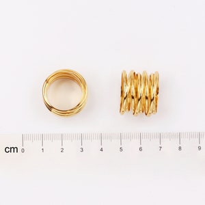 Custom Handmade Delicate Thick Gold Coating 22.7mm Round 8 Root Copper Tube Twining Ring Personalized Stamping, Lead Nickel Chromium Free image 4