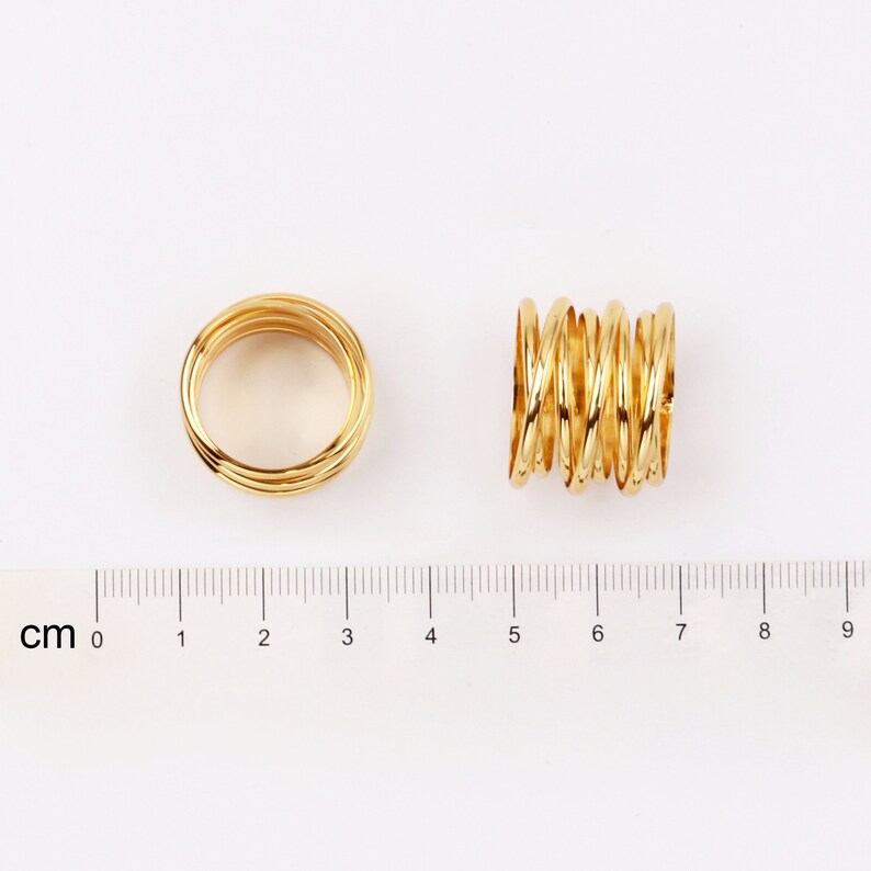 Custom Handmade Delicate Thick Gold Coating 22.7mm Round 8 Root Copper Tube Twining Ring Personalized Stamping, Lead Nickel Chromium Free image 4