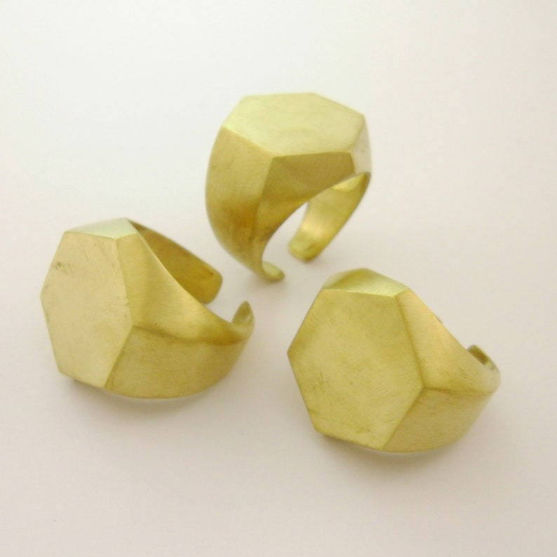50pcs Chunky Brass Hexagon Geometry Minimal Ring Adjustable Small Investment Big Profit Unique for Designers Small Business Factory Custom