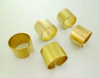 10pcs 19mm anillos redondos de tubo ancho en blanco bases crudos latón en relieve esculpido minimal Custom Makers Oro Tono Plomo Níquel Libre 0106-0102