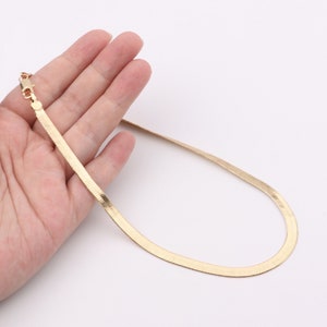 Handmade Custom, 1pcs 18K Gold Filled 5mm Thick Flat Snake Chain Necklace, Link Choker Necklace, Lobster Clasp, Dainty Layering 2005-2095-1