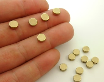 7mm High-quality Solid Raw Brass Round Flat Spacer Beads Charms 0101-2023