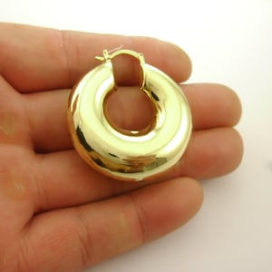 Custom* Large Chic Stylish Chunky Round Bold 14k Gold Hoop Earrings Lightweight Limited Stock 0801-2012-1 Genuine 14k Yellow Gold Brass