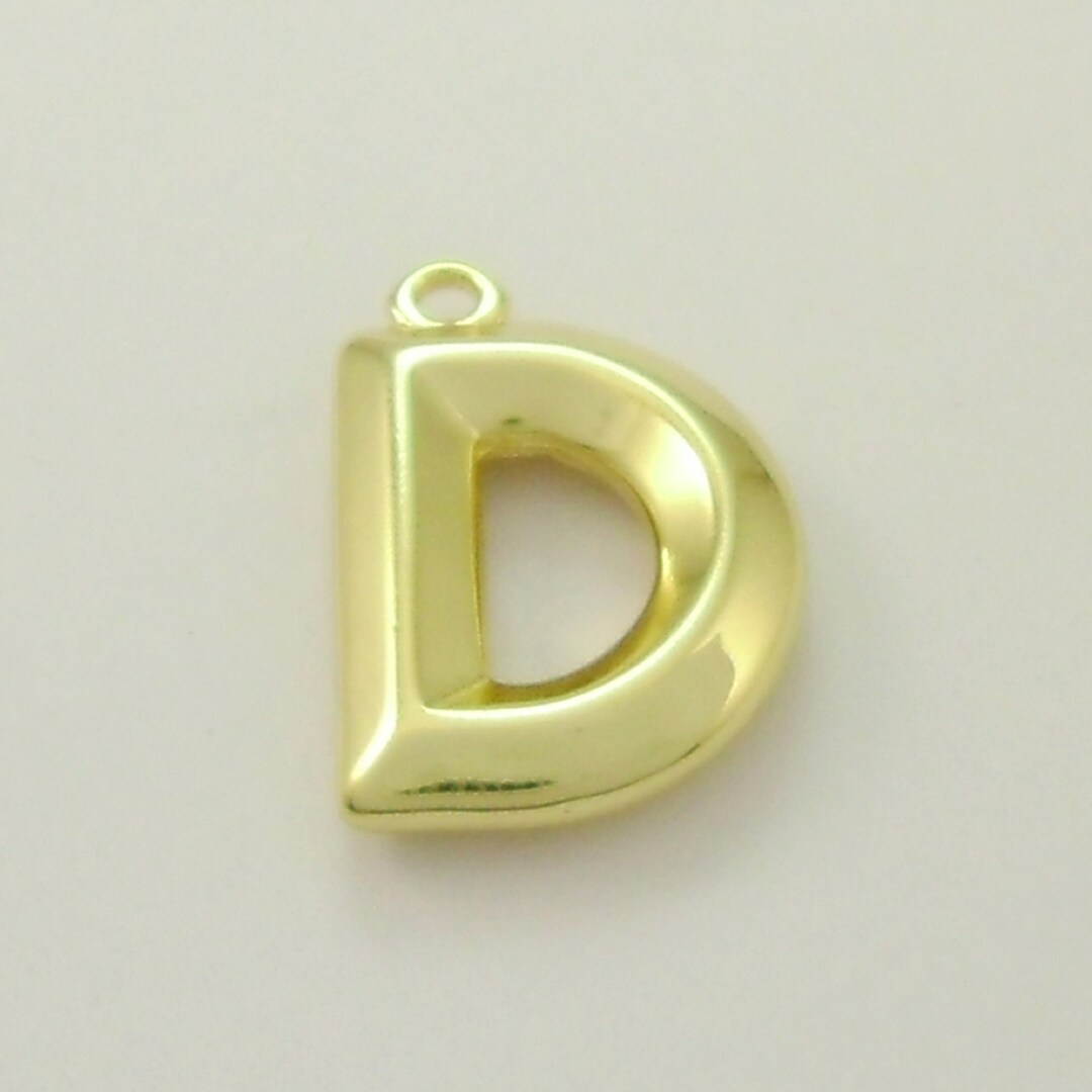 2pcs 14K Gold Plated Brass English Initial Letter d Charms Pendant