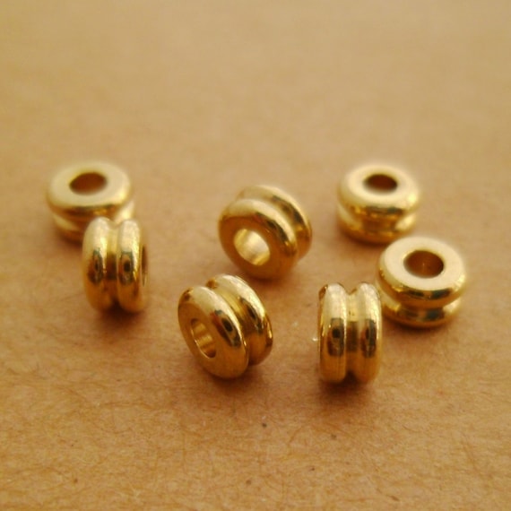 100pcs Cute Raw Brass Geometry Rondelle Beads Spacers for Bracelets  Necklaces 4x2mm 0101-0527 