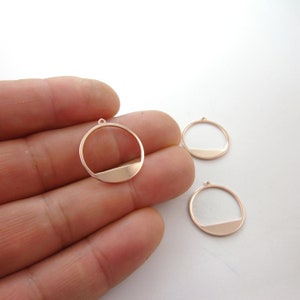 Handcrafted 8pcs 20mm DAINTY Genuine Rose Gold Geometry Minimal Half Circle Pendants Drops Lightweight, Earrings Drops Weddings 0102-2088-3