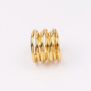 Custom Handmade Delicate Thick Gold Coating 22.7mm Round 8 Root Copper Tube Twining Ring Personalized Stamping, Lead Nickel Chromium Free image 3