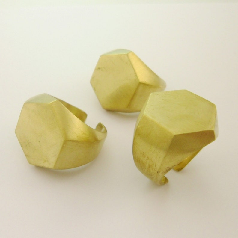 50pcs Chunky Brass Hexagon Geometry Minimal Ring Adjustable Small Investment Big Profit Unique for Designers Small Business Factory Custom