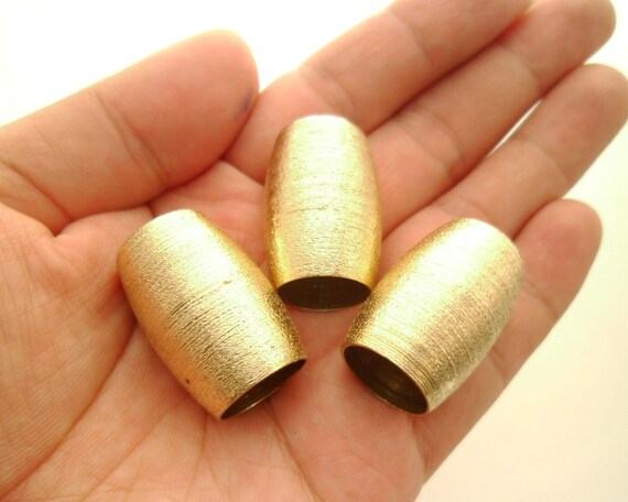 Classic, Unique & Limited Stock* 3pcs 28x20mm SOLID Raw Brass Tube Spacers Brushed Bold Statement Ethnic Style 15mm Hole Gold Tone 0101-0818