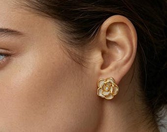 Custom & Handmade Gold Filled Mosanshi Camellia Flower Shape Earrings Factory For Brands Boutique