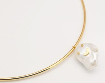 Handmade Gold Filled Natural Baroque Cute Ghost Collar Factory for Brands Boutique.