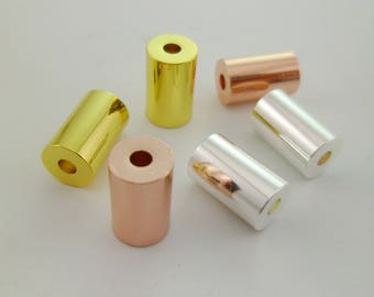 10pcs Cylinder Tube Gold Silver Rose Gold Brass Spacers Beads 10x6mm Resistant Eco-friendly 0101-0833-1/2/3