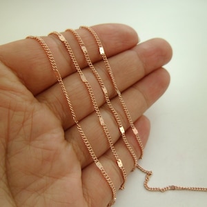 Hot Style* 10 Feet (3.1M) Dainty Shiny Genuine Rose Gold Flat Curb Links Chains, Soldered Strong 1.9mm Wide, from Factory 0803-2015-3