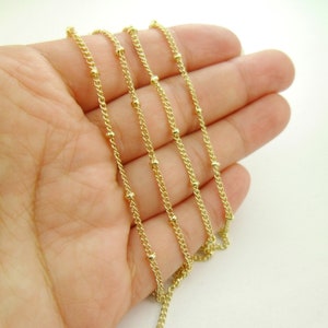 Hot Style* 10 Feet (3.1M) Genuine 14k Gold Beaded Flat Curb Chains, Soldered Strong 1.9mm Wide, from Factory 0803-2016-1
