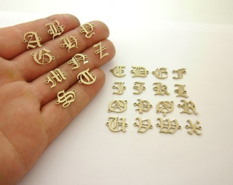 Unique Initials Source Custom, A-Z Raw Brass Old English Gothic 26 Initial Letters Pendants, Personalized Name Jewelry, Factory Supplier