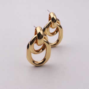 Unique and Handmade, 1 Pair Triple Circle 18kt Gold Filled Hoops, 37mm Medium Size, Lightweight Stylish and Minimal, for Brands Boutique