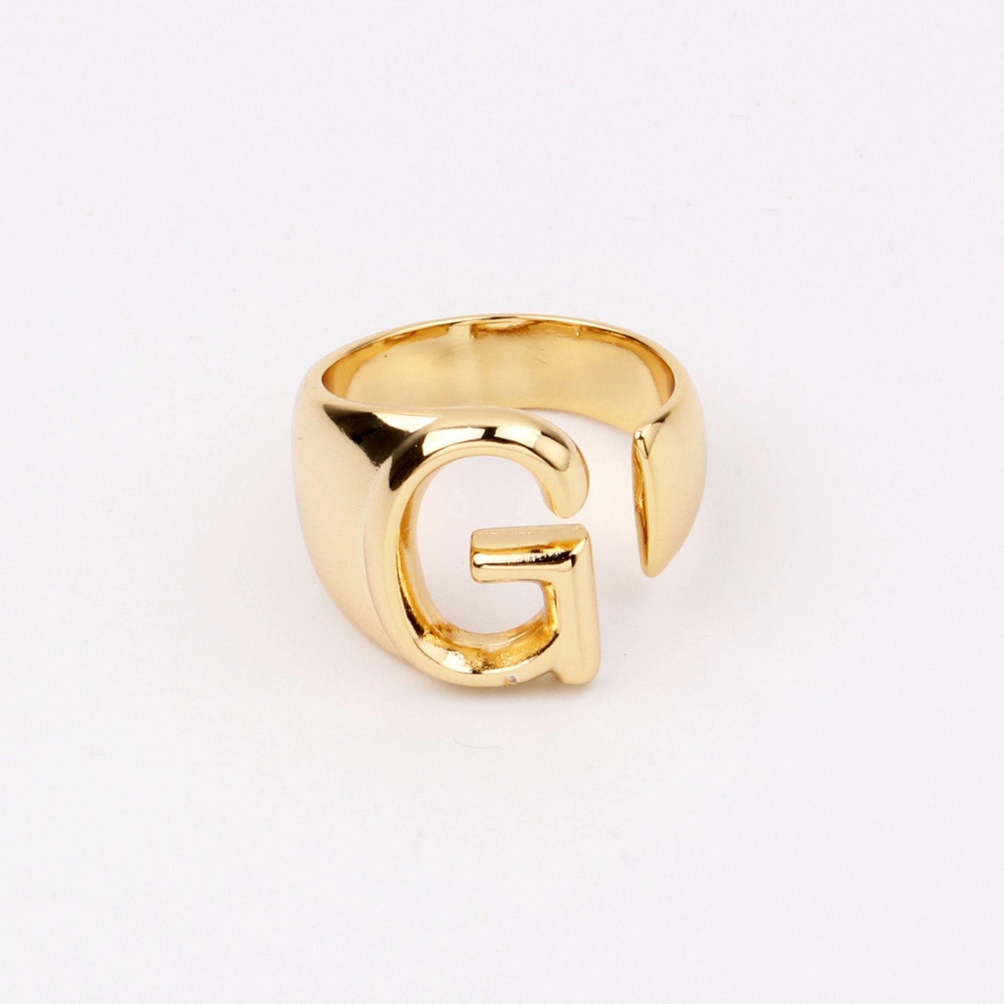 Custom Handmade 1pcs Dainty 20.5mm 18kt Gold Filled Roun Chunky Initial  Trendy Letter G Opening Adjustable Ring Personalized Jewelry Gift - Etsy