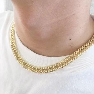 Handmade Custom, 1pcs Large Wide 14K Gold Plated Curb Foxtail Chain Wheat Chain Necklace, OT Toggle Clasp, Link Choker Necklace, Minimalism