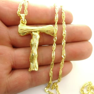 One Piece Large Chunky Bold Bamboo Capital Name Initials &quot;T&quot; Personalized Custom Bamboo Necklace Large Bail for Rope Cord Leather 20052053-1