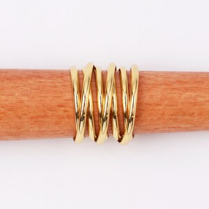 Custom Handmade Delicate Thick Gold Coating 22.7mm Round 8 Root Copper Tube Twining Ring Personalized Stamping, Lead Nickel Chromium Free image 2
