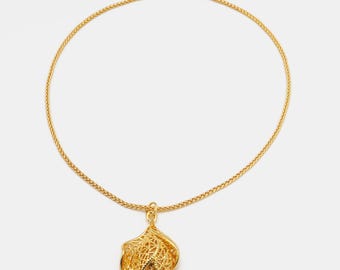 Handmade 16kt Gold Filled Hollowed-Out Bud Shape Pendant Factory For Brands Boutique.