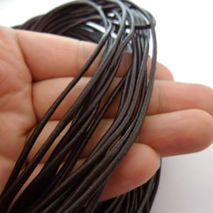 6 Feet (2 meters) 2mm Natural Brown Coffee Round Leather Cord, Jewelry Making, Macrame Cord Bracelets, Craft Supplies 050707-02