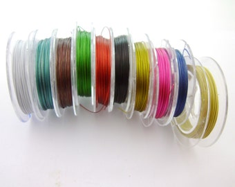 10 Rolls for 100Mix Colors Stainless Steel Tiger Tail Beading Wire, 0.38mm 10meters/roll, Factory Supplier 0001-2003