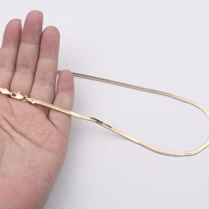 Handmade Custom, 1pcs 14K Gold Filled 3mm Thin Flat Snake Chain Necklace, Link Choker Necklace, herringbone chain, Lobster Clasp 2005-2096-1