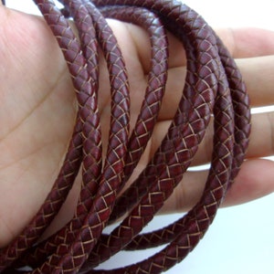1 Meter Chunky Round Bold Thick Natural Braided Genuine Leather Cord Brown Coffee, Jewelry Making Shoes Bags Clothes & Craft Supplies