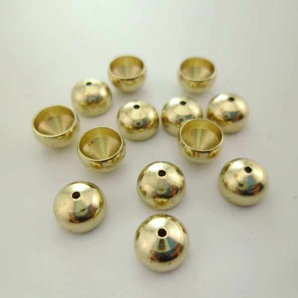 25st Markeer Gold Tone halve ronde Eco-vriendelijke rauwe Brass einde Caps kwastjes koorden 0107-0316