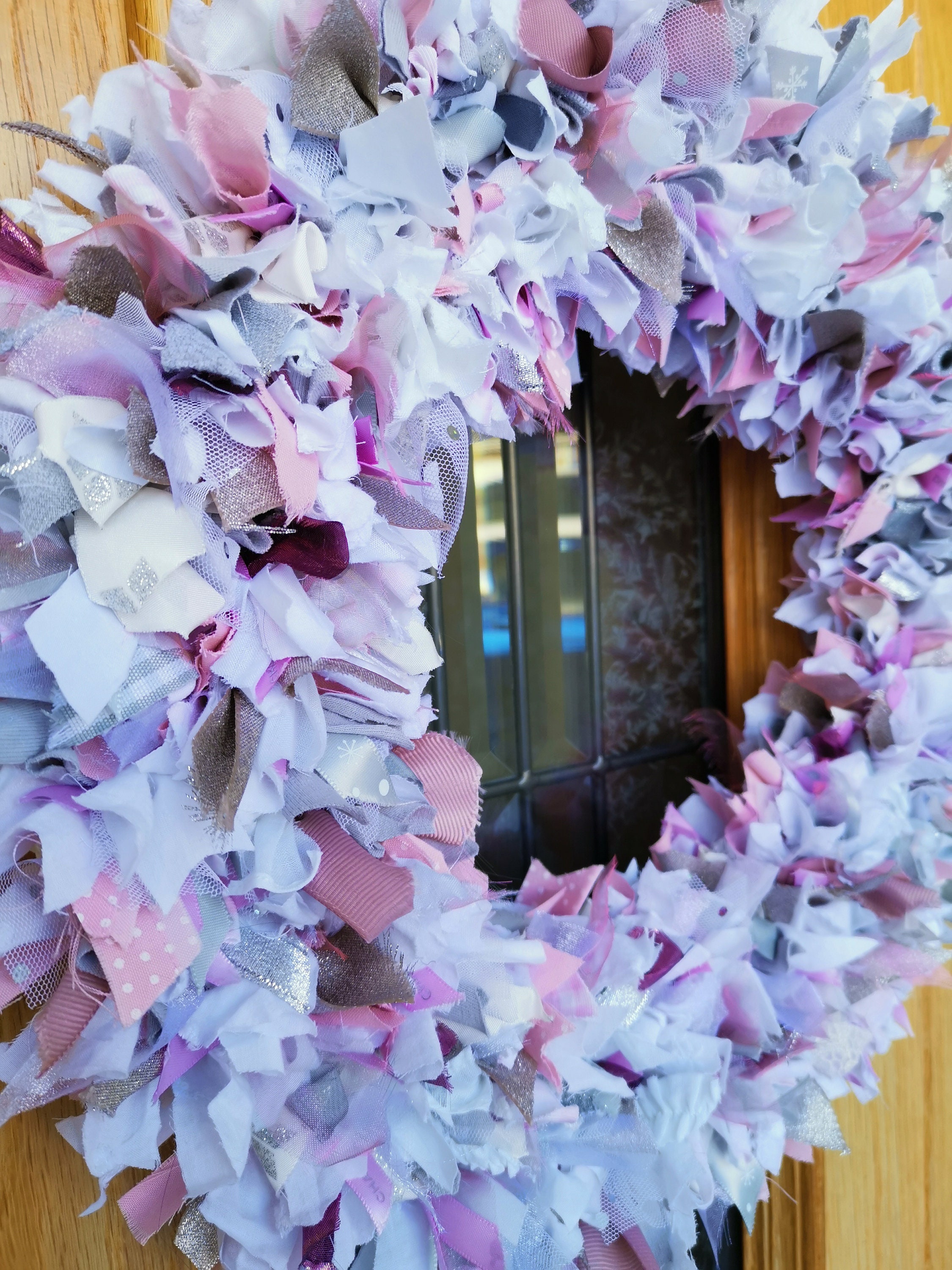 Upcycle Ribbons Handtied Dusky Pink Silver Grey White Ribbon Wreath With Beautiful ...