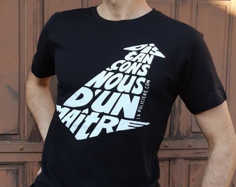 Men T-shirt Black calligram "You want to be sown?" Orange - Size XL