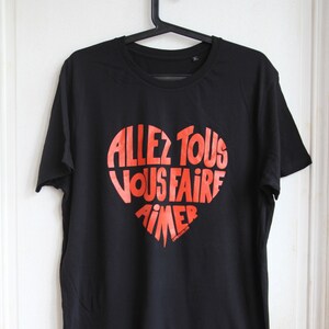 T-shirt Homme Noir Calligramme Allez tous vous faire aimer Orange brique Taille M Coton bio image 4