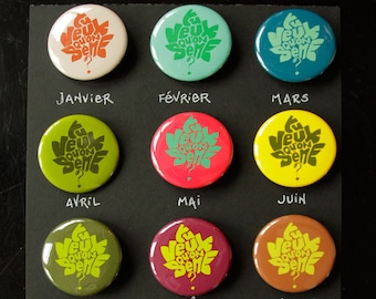 Insignia "¿Quieres que sembremos?", 12 colores para elegir, 38 mm de diámetro