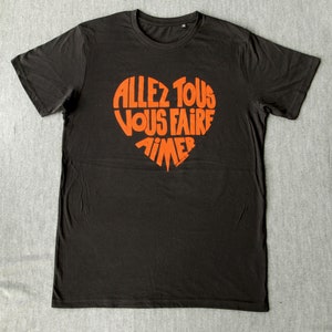 T-shirt Homme Noir Calligramme Allez tous vous faire aimer Orange brique Taille M Coton bio image 2