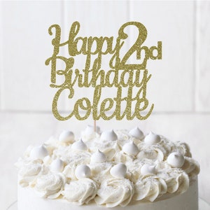 ANY NAME Happy 2nd Birthday Cake Topper, Birthday Cake Topper, Custom Birthday Cake Topper, Birthday Party Decor, 2nd Birthday