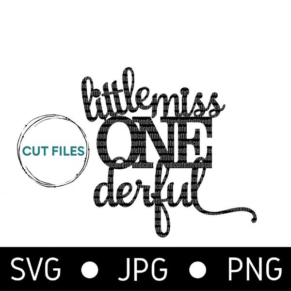 Little Miss ONEderful SVG, Birthday SVG, Cake Topper SVG, 1st Birthday Cake Topper, Sofort Download, Cricut Cut File, png, jpg, svg