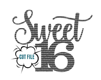 Süße 16 SVG, Geburtstag Svg Dateien, Kuchen Topper Svg, Geburtstag Svg für Cricut, sechzehn Svg, 16. Geburtstag Svg, Svg, Png, Jpg, Instant Download
